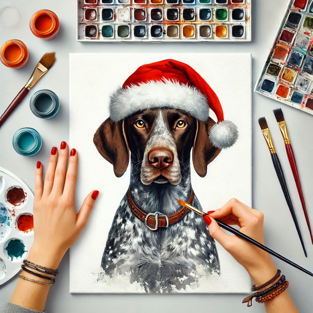 Christmas Personalized Dog Portrait From Photo 100% Watercolor Hand Painting