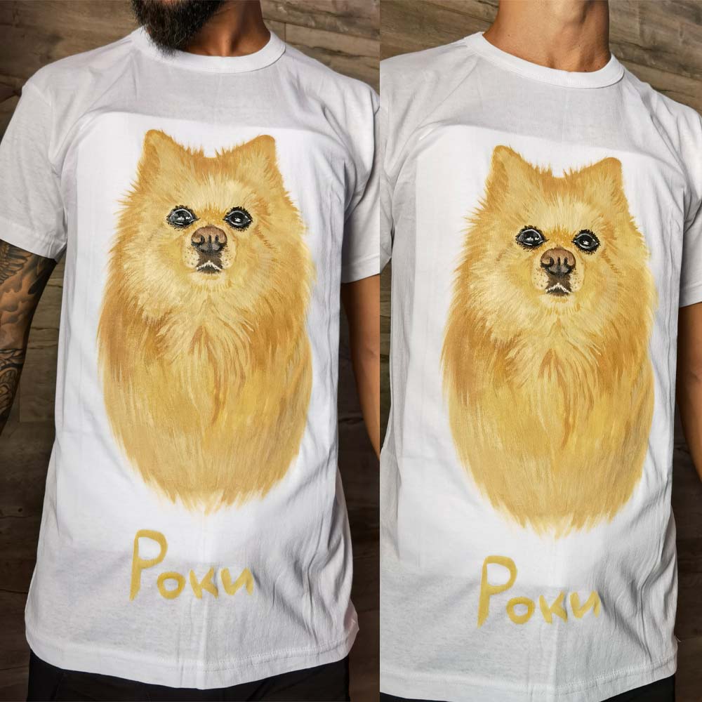 T-SHIRT With Personalozed Pet Portrait From Photo 100% Hand-Painted With Fabric Paints