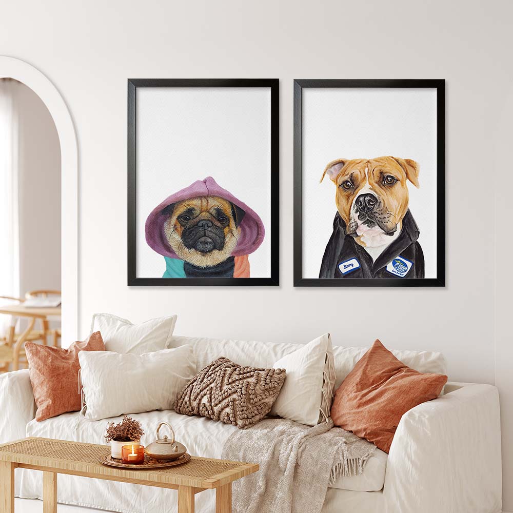 HILARIOUS Custom Pet Portrait From Photo 100% Watercolor Hand Painting Peekaboo