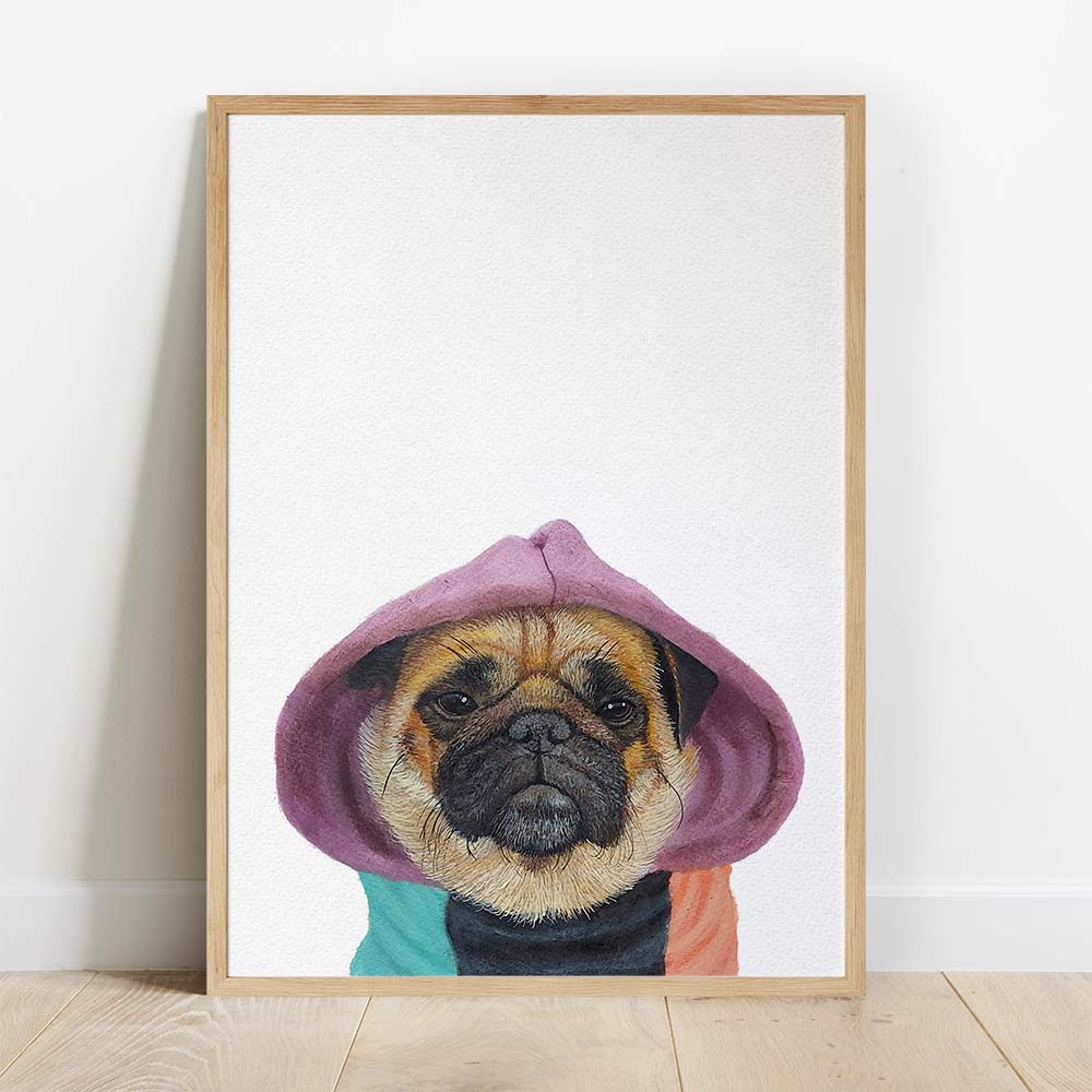 HILARIOUS Custom Pet Portrait From Photo 100% Watercolor Hand Painting Peekaboo